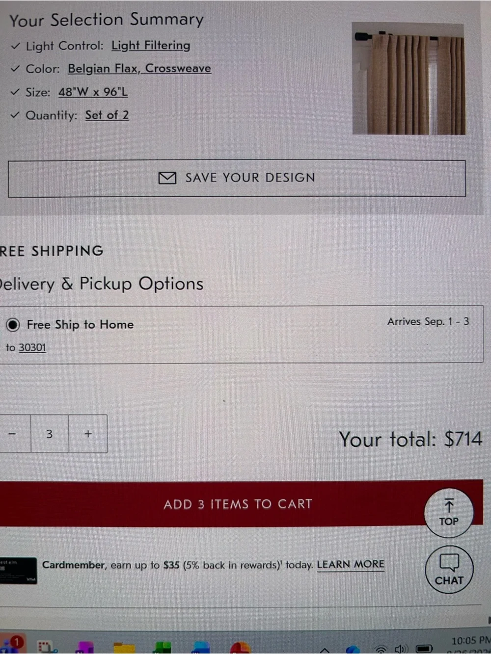 West Elm Crossweave Curtain- 6 Panels available, 96 inch length